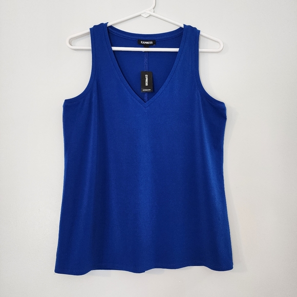 Express Royal Blue V-Neck Essential Tank size S - Picture 4 of 5